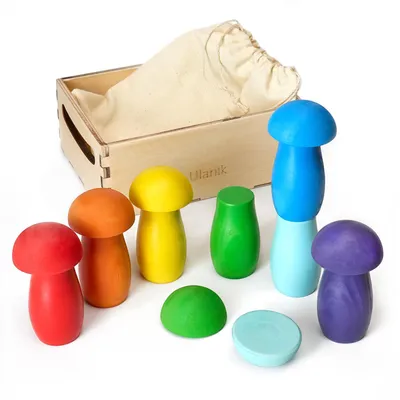 Produktbild von Ulanik Holzset "Regenbogen: Pilze"