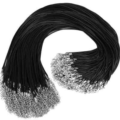 Productafbeelding van 100 Stuks Zwart Waxkoord met Sluiting voor Armband en Sieraadmaken