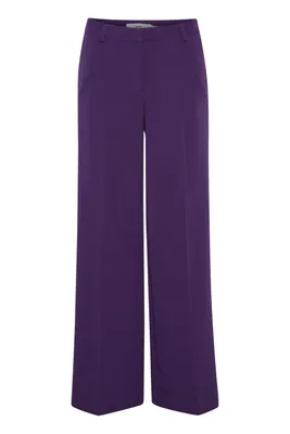 Image de ICHI IHLEXI WIDE PA - Pantalon pour femme en tissu extensible, taille basse, coupe droite
