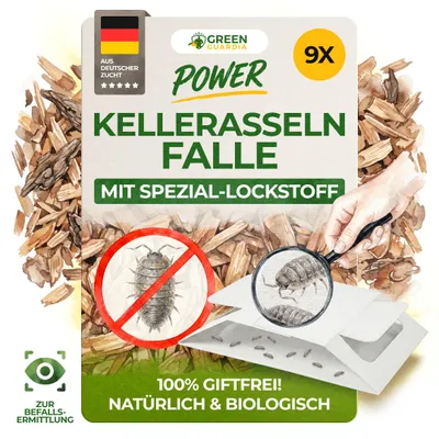 Produktbild von Green Guardia Kellerasseln Falle mit Spezial-Lockstoff – 9x Fallen – Kellerasseln bekämpfen, chemiefreies Mittel gegen Kellerasseln im Haus & Garten