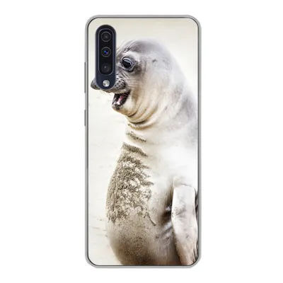 Produktbild von MuchoWow® Handyhülle Schutzhülle Hülle für Samsung Galaxy A30s Seeelefant - Lustig - Lachen - Kinder - Jungen - Mädchen - Kinder Silikon Softcase Handy Hülle - Karteninhaber
