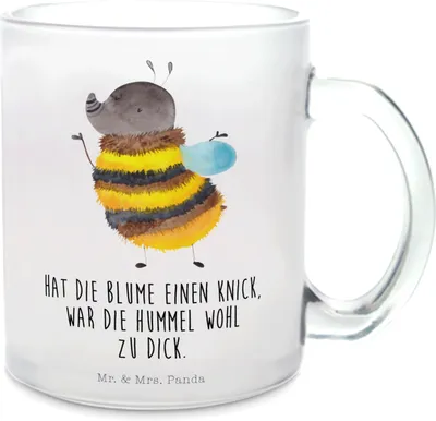 Produktbild von Mr. & Mrs. Panda Haferl Hummel flauschig - Transparent - Geschenk, Biene, Blume, Lustige Sprüche, Teetasse, Tee Tasse, Natur, Häferl, Pott, Trinkglas