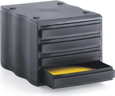 Produktbild von Schubladenbox styrowave 4 Schubladen 46mm schwarz/schwarz