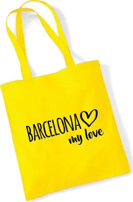 Produktbild von Huuraa Jutebeutel Barcelona my love 10 Liter Yellow Baumwolle Tasche Geschenkidee