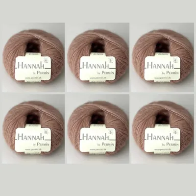 Imagen del producto de 6 ovillos de Hannah de Permin: hilo de lujo hecho con lana merino, seda y cachemira (color: "mocha mousse", número 23)
