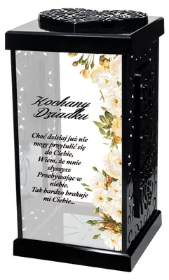 Zdjęcie produktu dla Duży znicz z dedykacją dla Kochanego Dziadka czarny
