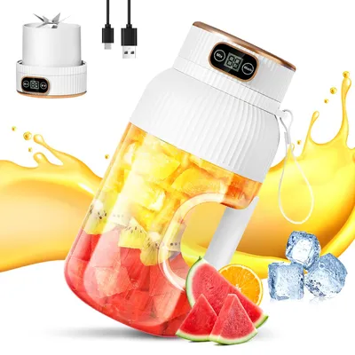 Produktbild von Fine Life Pro Tragbarer Mixer, Smoothie Maker to go, Blender, 1200ml Becher Leistungsstarker Mini Standmixer, Kabellos & Wiederaufladbar, Weiß