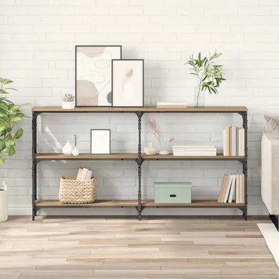 Productafbeelding van vidaXL Console tafel, ambachtelijk design, eikenhoutlook, 156 x 28 x 80,5 cm, houtvezel
