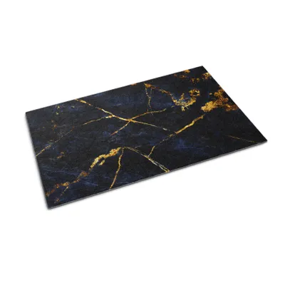 Imagen del producto de Alfombra para la puerta - Tapete para atrapar la suciedad - Alfombra antideslizante para interior y exterior - 60x40 cm - Azul marino con diseño de mármol