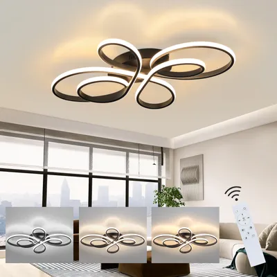 Produktbild von ZMH LED Deckenleuchte Schwarz Deckenlampe Dimmbar mit Fernbedienung 78W 80CM Moderne Kreative Lampe für Wohnzimmer Schlafzimmer Esszimmer Büro Küche
