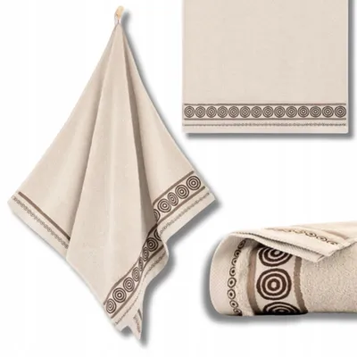 Zdjęcie produktu dla Ręcznik – 100% bawełna – 450 g/m² – 70 x 140 cm – wyjątkowo chłonny – beżowy – duża gramatura – RONDO2