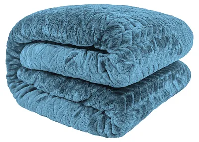 Zdjęcie produktu dla Koc narzuta tłoczony przytulny ciepły wzór prezent fuero 160X200 błękit