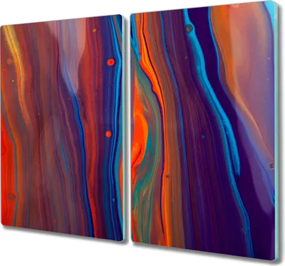 Produktbild von Coloray Herdabdeckplatte 2x30x52 cm Schneidebrett Kochplattenabdeckung Küchenbrett Hackbrett - bunte Wellen