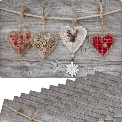 Produktbild von Abwaschbare Tischsets 12er Set Landhaus-Stil Herzen & Holz