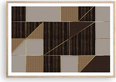 Produktbild von Gerahmtes Poster - Rahmen in heller Eiche - Rechtecke Quadrate Braun - 100x70 cm - Wand Bild - Wanddeko - Wandbilder - Kunstposter - Wandposter - Bilderrahmen - Bilder - Kunstdruck - P2NAA100x70-4610