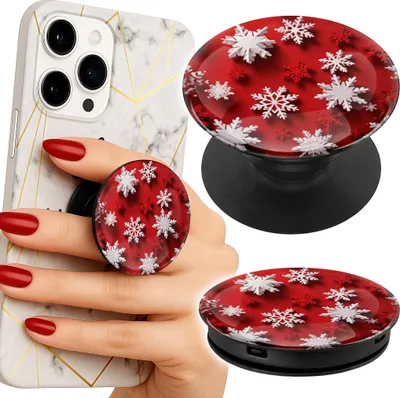 Image de Support telephone Popsocket pour doigt / support - PŁATKI ŚNIEGU, ŚNIEG, GWIAZDKI