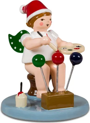 Produktbild von Holzfigur Engel Baumschmuckmaler ohne Krone Höhe 6cm NEU