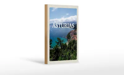 Produktbild von Holzschild Reise 12x18 cm Asturias Spain grüner Diamant Dekoration