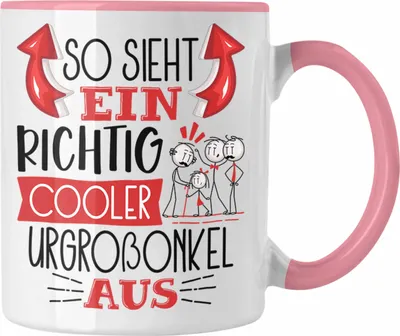 Produktbild von Trendation - Urgroßonkel Tasse Geschenk So Sieht Ein RIchtig Cooler Urgroßonkel Aus Geschenkidee Lustiger Spruch Geburtstag Becher Kaffeetasse (Rosa)