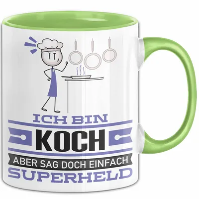 Produktbild von Koch Geschenk Tasse Ich Bin Koch Aber Sag Doch Einfach Superheld Lustige Geschenkdiee für Koch Kaffee-Becher (Grün)