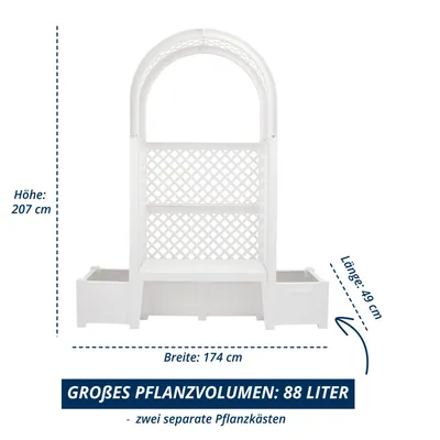 Produktbild von KHW Gartenbank Amsterdam mit Rosenbogen und Spalier weiß