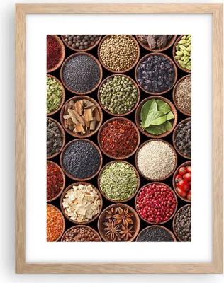 Produktbild von Gerahmtes Poster - Rahmen in heller Eiche - Gewürz Küche - 30x40 cm - Wand Bild - Wanddeko - Wandbilder - Kunstposter - Wandposter - Bilderrahmen - Bilder - Kunstdruck - Wandbild - P2NPA30x40-3600