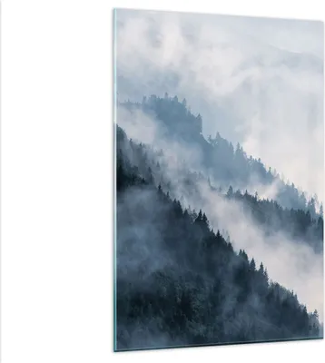 Produktbild von Bilder auf glas - Einteilig - Berge Nebel Bäume - 80x120cm - Glasbilder - Wandbilder - Bilder - zum Aufhängen bereit - Wanddekoration aus Glas - Glas Bilder - Wandbild auf Glas - GPA80x120-4429