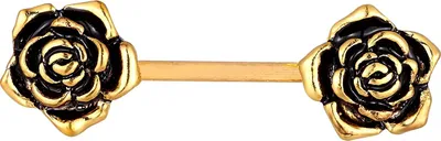 Produktbild von Karisma Brass Edelstahl Brustpiercing Barbell Blume Farbwahl - HBB100 - Gold