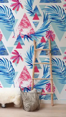 Produktbild von Coloray Fototapete 104x70 cm Latextapete Magicstick - Abstrakte Blätter geometrische Dreieckeblumen