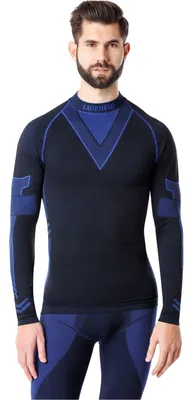 Produktbild von Ladeheid Herren Funktionsunterwäsche Langarm Shirt Thermoaktiv LAGI001 (Schwarz/Marineblau, M)