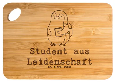 Produktbild von Mr. & Mrs. Panda Holzbrett Student Leidenschaft - Transparent - Geschenk, schneidunterlage, Holzbrettchen, Brett, Frühstücksbrettchen, Kollege, Schneidebrett