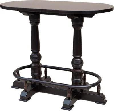 Produktbild von Casa Padrino Luxus Stehtisch mit Fußstütze Dunkelbraun 135 x 75 x H. 110 cm - Ovaler Massivholz Tisch - Ovaler Massivholz Bartisch - Massivholz Möbel - Bar Möbel - Gastronomie Möbel
