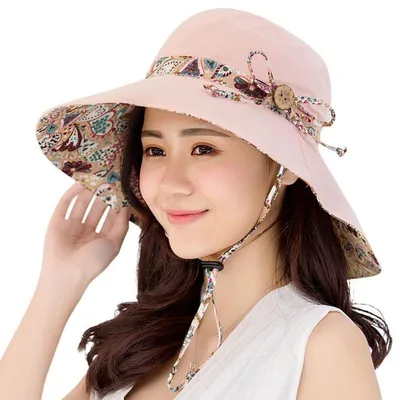 Immagine prodotto di Cappello da spiaggia da donna, modello Sonnenhut, estivo, reversibile, con protezione UPF 50+, pieghevole, con tesa larga, color rosa, taglia unica