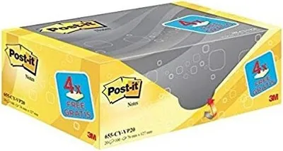 Produktbild von Post-it-memoBlok 3m post-it 655 76x127mm gelb 16+4  | Box ein 20 Stück