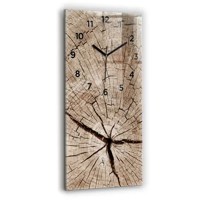 Produktbild von Wallfluent Wanduhr – Stilles Quarzuhrwerk - Uhr Dekoration Wohnzimmer Schlafzimmer Küche - Zifferblatt - schwarze Zeiger - 30x60 cm - Alter Holzstamm