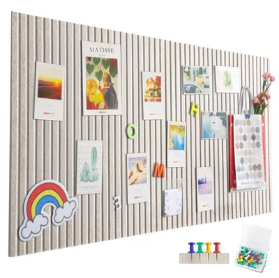 Immagine prodotto di Pannello adesivo in feltro grande, 120 x 90 cm - Bacheca decorativa con strisce verticali