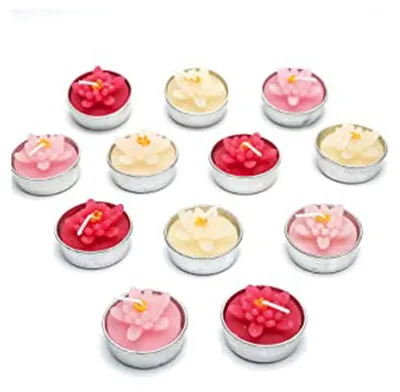 Produktbild von Blumenförmige Teelichter, unparfümiert, zur Dekoration, als Gastgeschenk, für Hochzeiten, Muttertag, Valentinstag und Babypartys