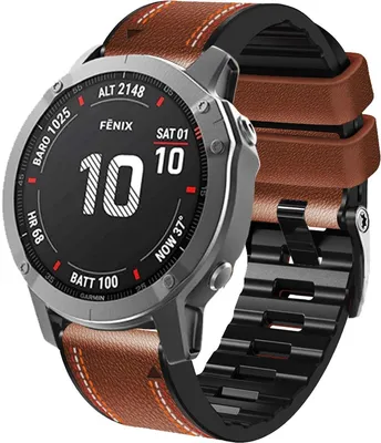 Produktbild von FFO2World QuickFit 26 mm Lederarmband – Premium-Armband aus Echtleder für Garmin Fenix 5X/6X/7X/8X (51 mm) und Enduro 1/2/3 – Braun