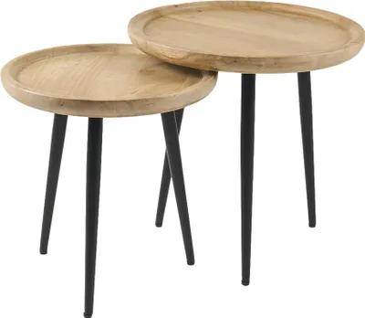 Produktbild von Miliboo - Verschachtelungs-Couchtische aus massivem Mangoholz und Metall PYTA
