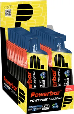 Produktbild von Powerbar Powergel Koffein 41g 24 Einheiten Schwarz Johannisbeere Energie Gele Kasten Gelb Gelb One Size