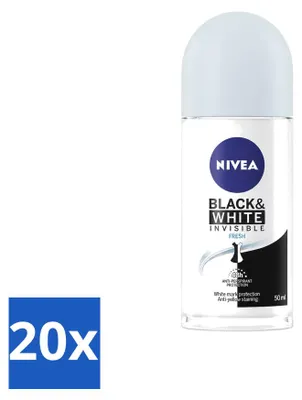 Produktbild von 20 x Nivea Deodorant Roller Black & White Invisible Fresh 50 ml - Vorteilspackung - 20 Stücke