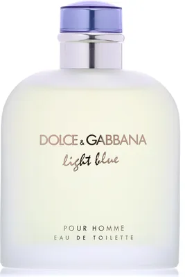 A close-up studio shot of a Dolce & Gabbana Light Blue Pour Homme Eau de Toilette spray bottle.