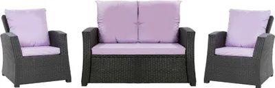 Produktbild von Gartenkissen Set für Polyrattan Purple – Sitzkissen 130x60 cm + 2x Rückenkissen 56x50 cm – Auflagen für 4-Sitzer Gartensofa & Gartenstuhl/Sessel