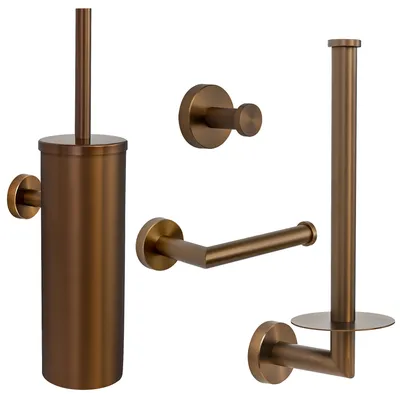 Produktbild von VDN Stainless Toilettenzubehörset Kupfer 4-teilig - Gebürsteter Edelstahl