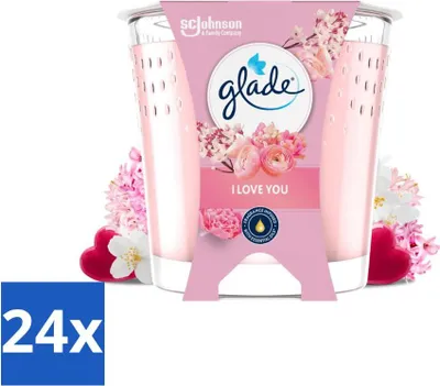Imagen del producto de Glade - Vela aromática "I Love You" - 100% cera de colza y vegana - 112 g - Paquete económico - 24 unidades