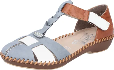 Produktbild von Rieker Damen Sandale T-Riemen geschlossene Ferse M1665, Größe:38 EU, Farbe:Blau