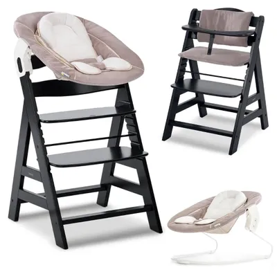 Productafbeelding van Houten Kinderstoel Alpha Plus met Babyrocker - Zwart