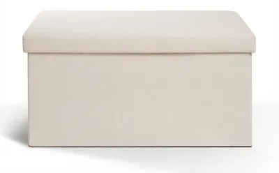 Imagen del producto de Banco Laleni con espacio de almacenamiento, grande - Banco tipo baúl con espacio de almacenamiento, 76x38x38 cm - Banco con espacio de almacenamiento - Taburete cómodo con espacio de almacenamiento - Caja de asiento en color beige