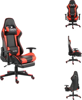 Produktbild von vidaXL Gaming-Stuhl mit Fußstütze Drehbar Rot PVC -  Gaming-Sessel