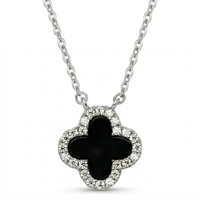 Produktbild von Halskette „Clover“ in Silberschwarze Farbe